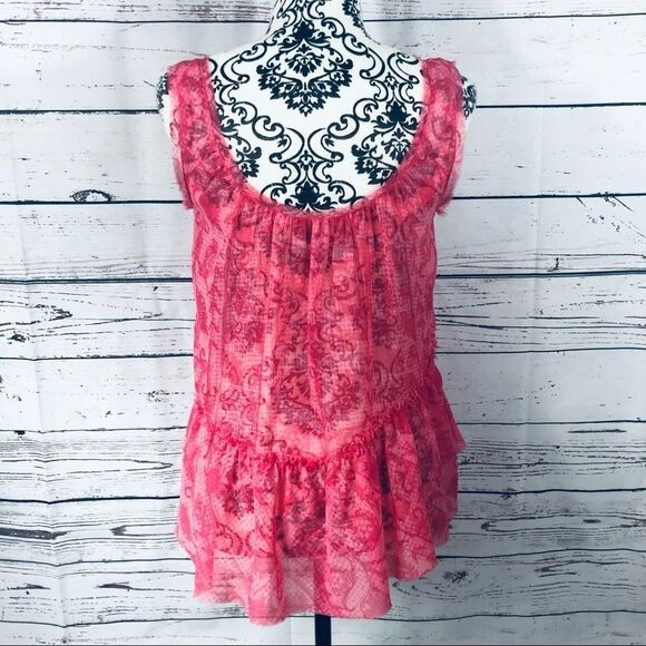 Rachel Roy Sheer Patterned Flowy Sleeveless Top XS - Picture 2 of 8